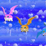 3 Patamon up into the skies
