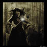 Black butterfly and violinist.