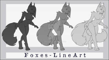 Anthro Fox Line Art