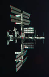 3D Anaglyph of ISS with docked Shuttle