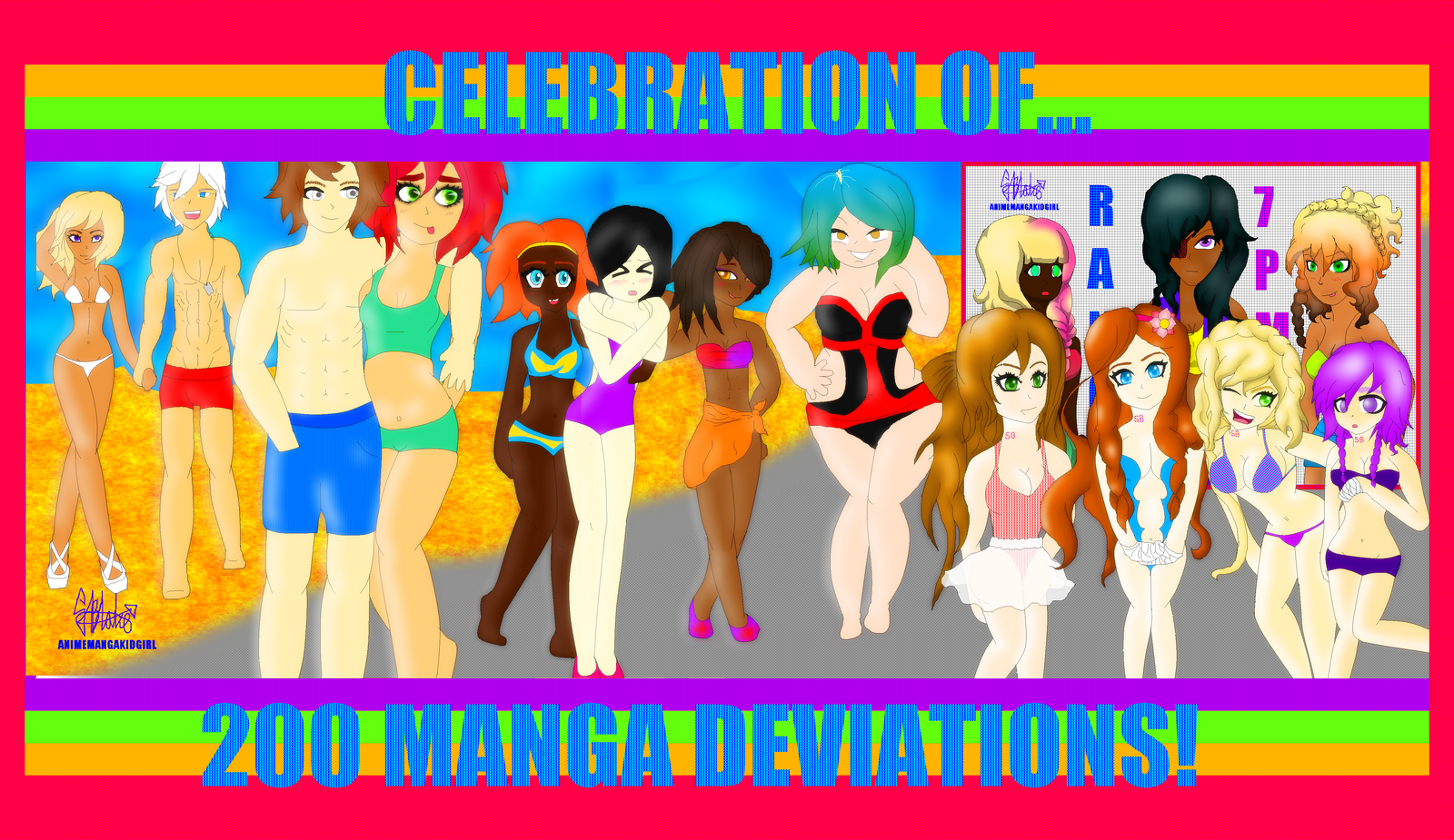 200 MANGA DEVIATIONS CELEBRATION! beach scene 3 OC