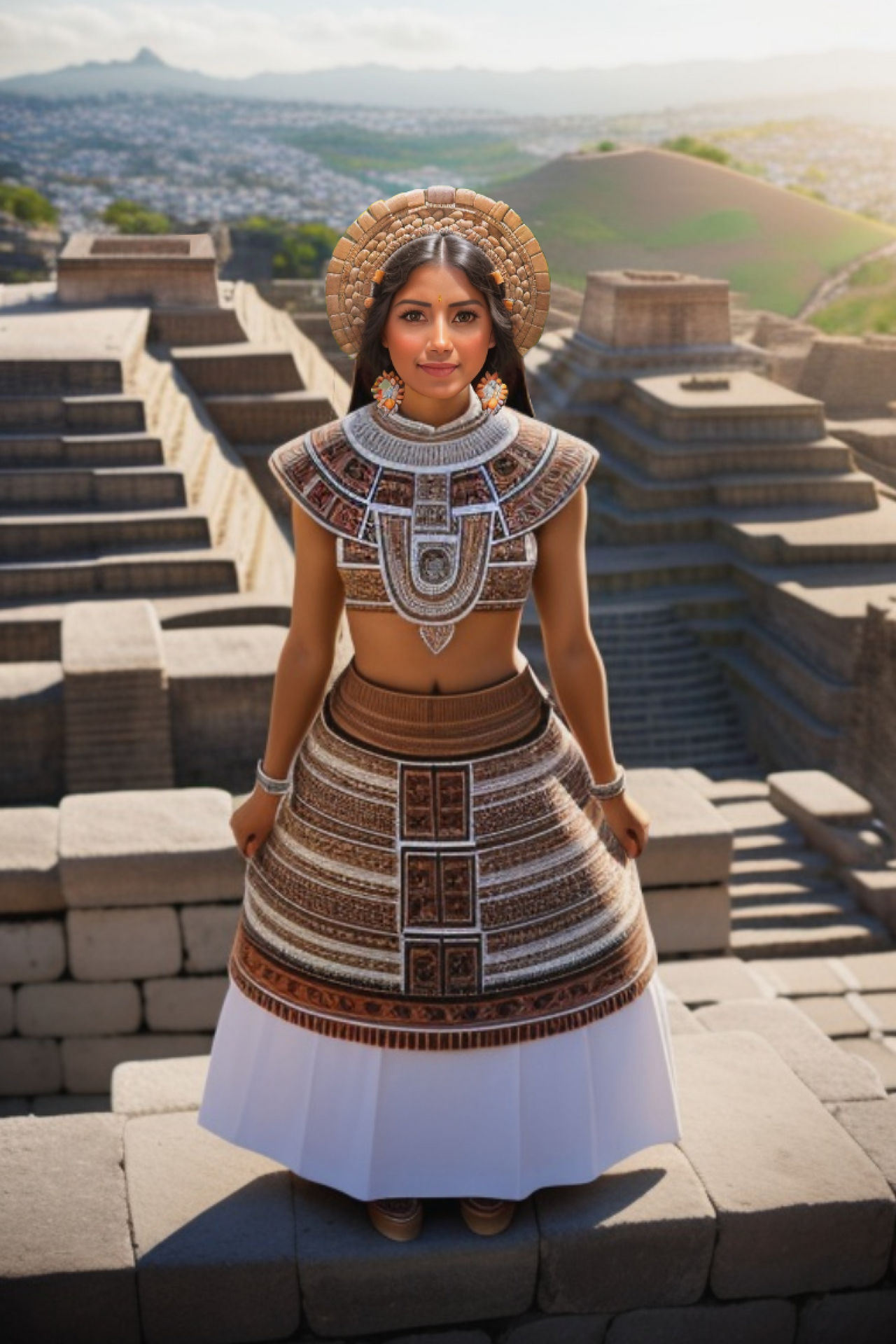 Aztec woman standing on the top of a pyramid by AntYeo on DeviantArt
