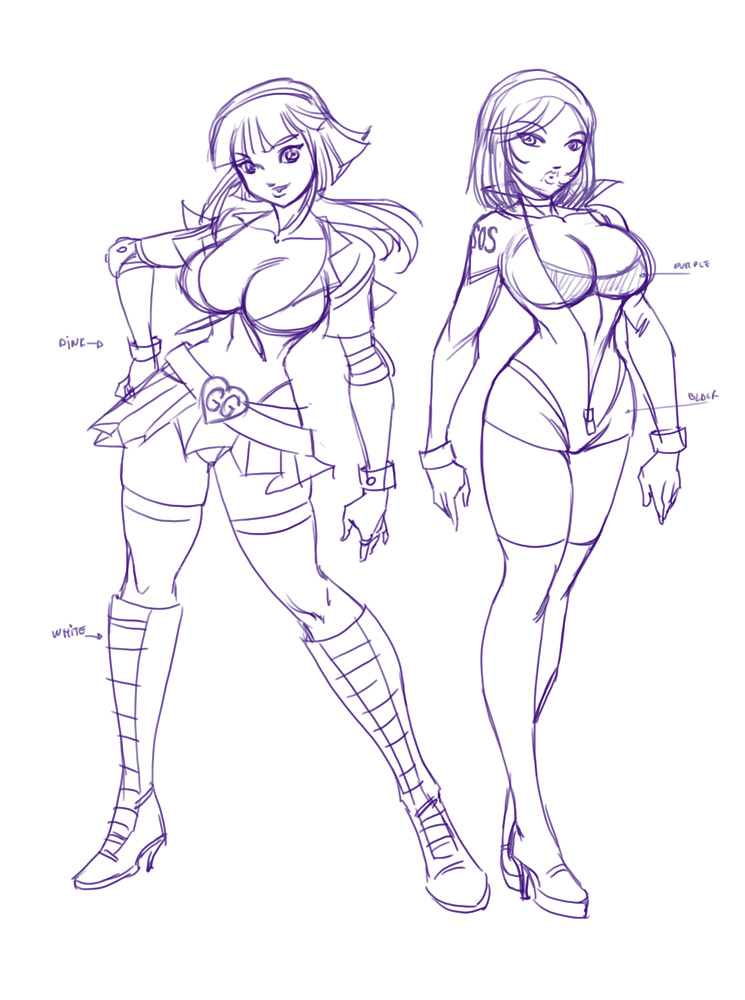 Line art of Wilma Sue and Nova