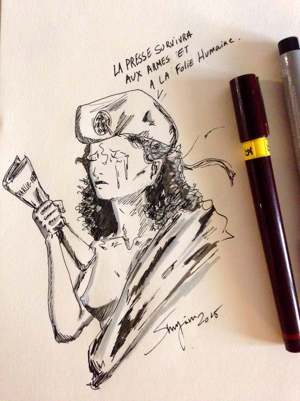 Marianne pleure Charlie Hebdo