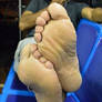 Mexican Dad's Feet On The Train.