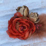 Orange fabric rose hair fascinator [SOLD]