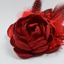 Red flower feather hair fascinator (available)