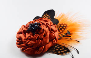 Orange beaded brooch (available)