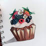 Colored pencils cupcake illustration