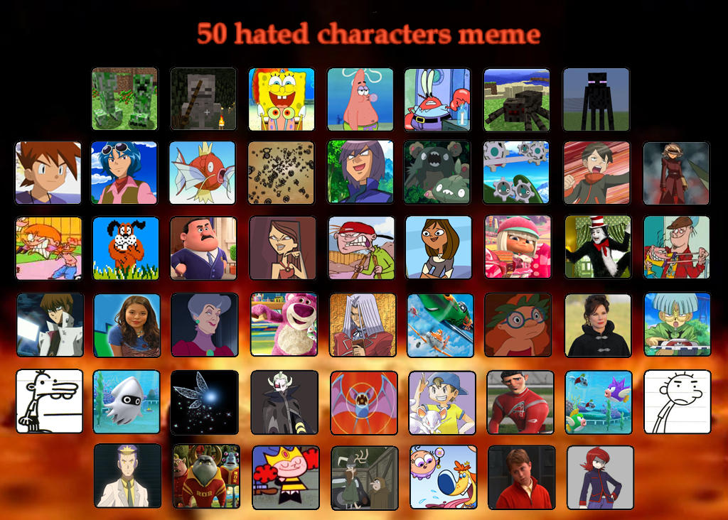 Gratuit Images 50 Hated Characters Meme By Reshiramaster On Deviantart le plus cool par
