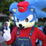 Sonic cosplaying Mario