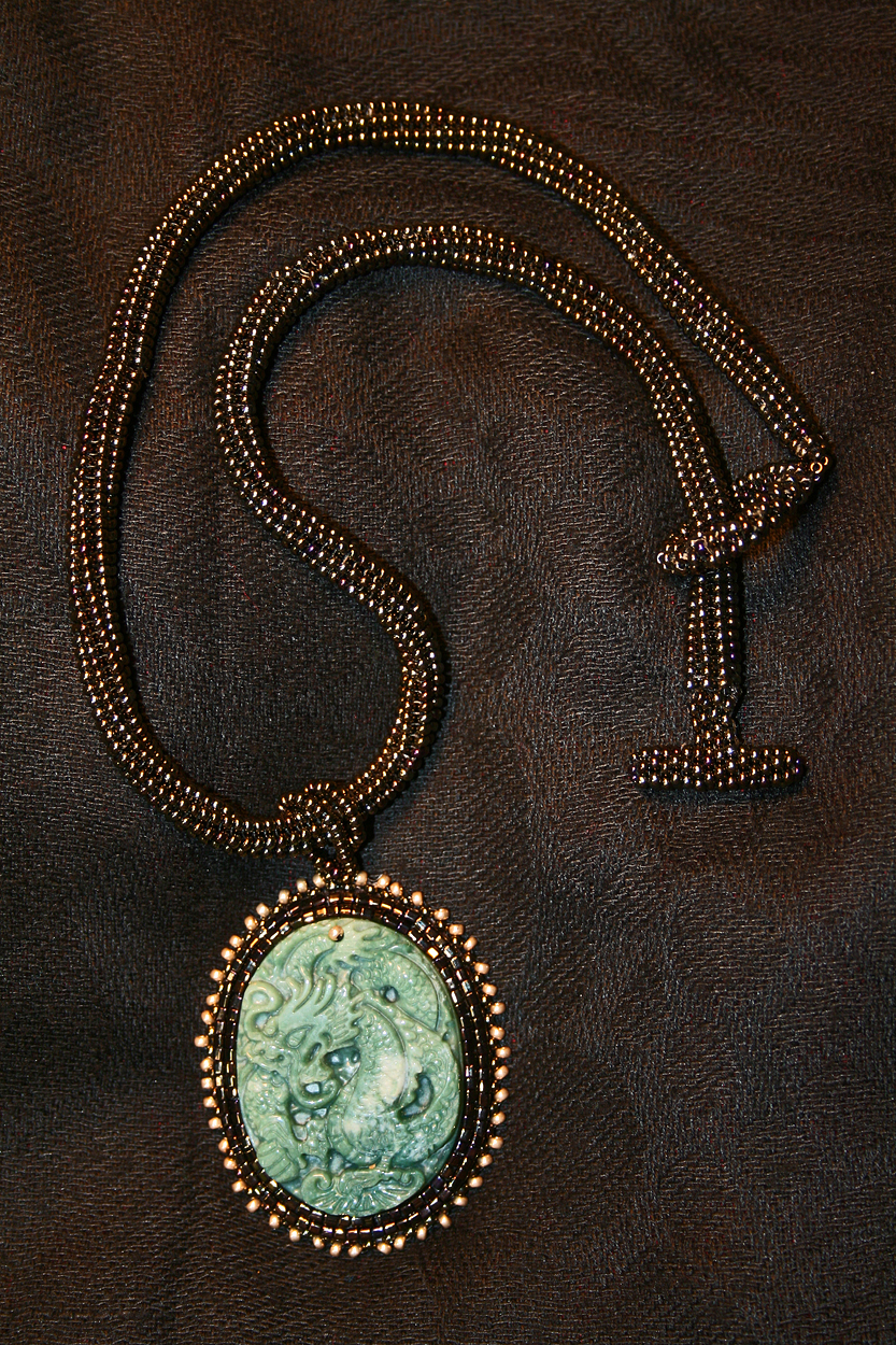 Earthy Jade Dragon Necklace