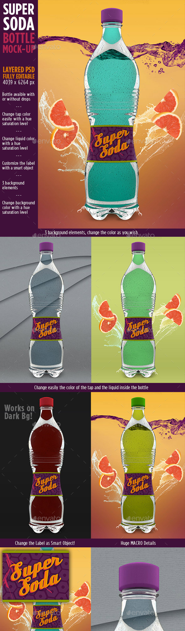 Super Soda Bottle Mockup Psd