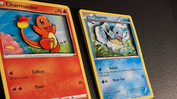 pokemon cards 3d CHARIZARD CARD MOTION STICKER (3) TRINKETSU BLAZIKEN (Special) Pokemon TCG