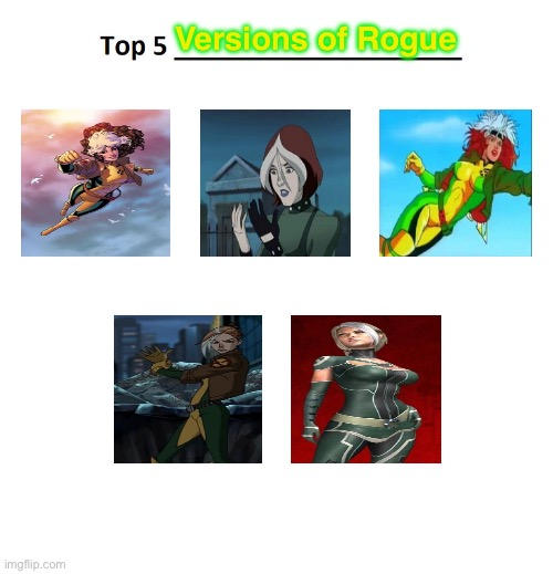 My Top 5 Versions of Rogue by Crystalias on DeviantArt