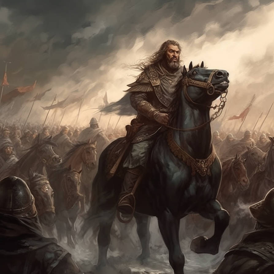 A mounted commander leading his massive army by SofterSox on DeviantArt