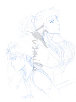 Hiei and Botan Sketch by Yusmila