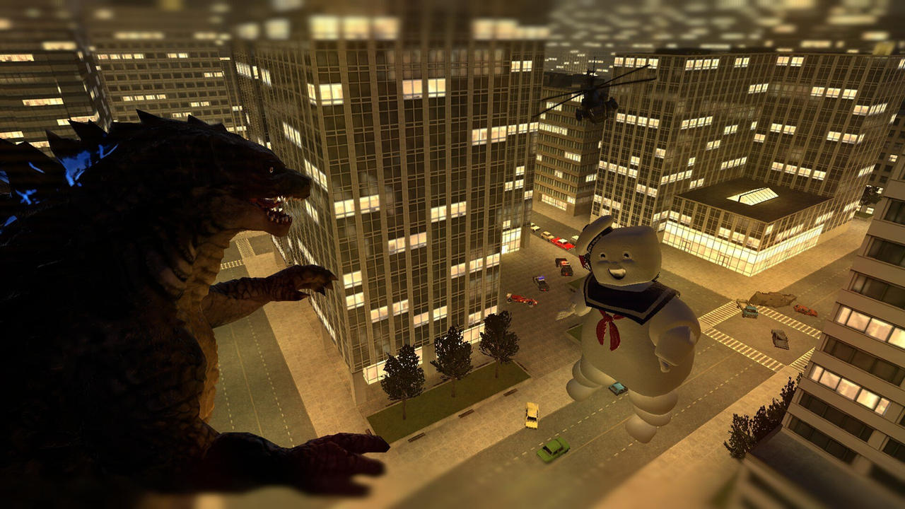 Godzilla vs The Stay Puft Marshmallow Man