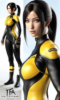 Tifa Lockheart In A Black And Yellow Wetsuit 3.