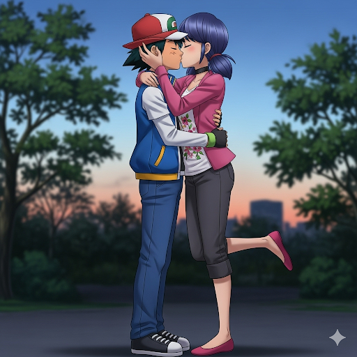 Ash making out!