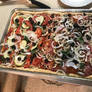 Rectangle pizza before baked