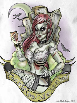 Zombie Rock Chick Custom Tattoo Design