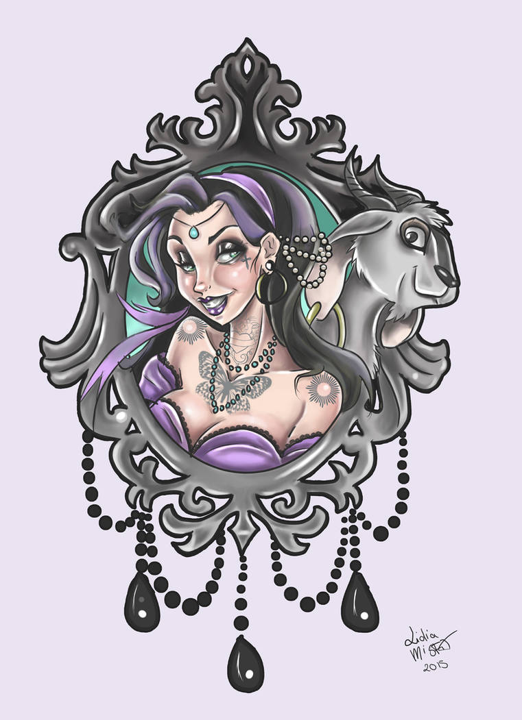 Esmeralda gipsy tattoo flash by MissMisfit13