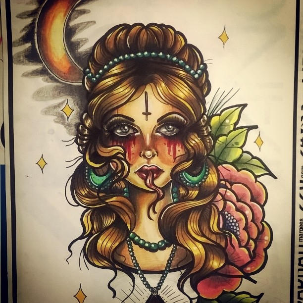 Ghost Girl Neotraditional Tattoo Design By Missmisfit13 On Deviantart
