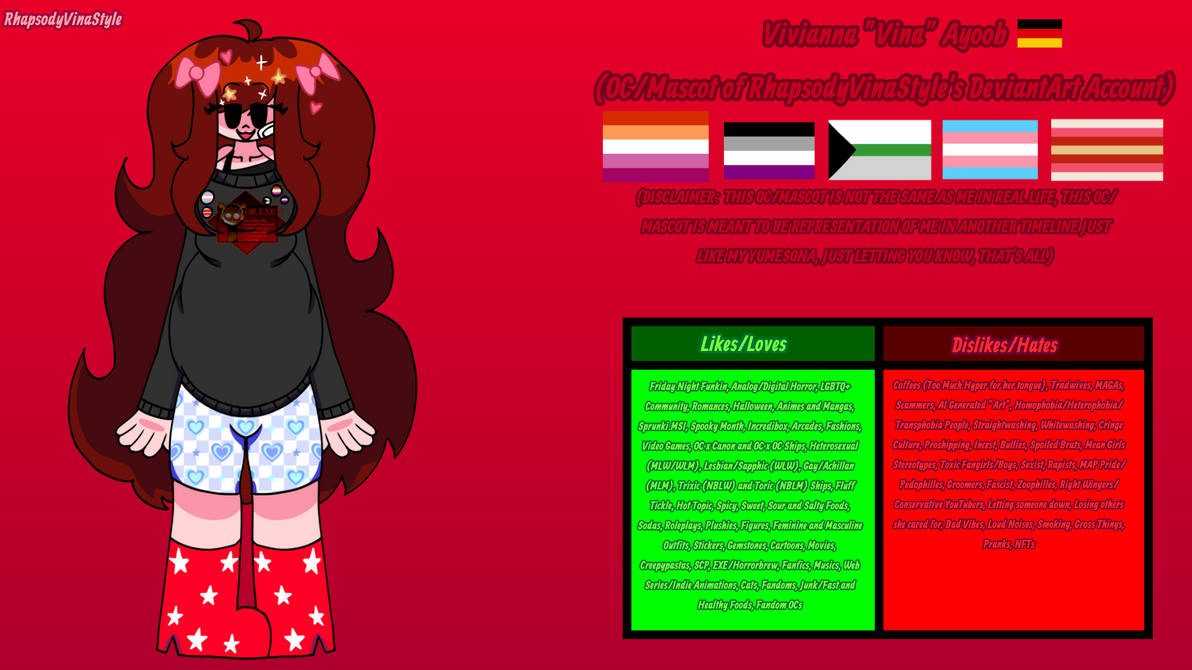 Vivianna, an OC mascot, as shown on the official reference sheet