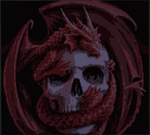 Fantasy dragon on skull 8bit minecraft Dark by 8bitXminecraft