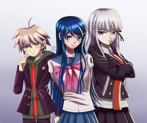 .: DR : Naegi , Maizono and Kirigiri :.