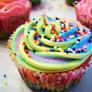 Triple Rainbow Cupcakes