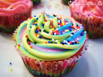 Triple Rainbow Cupcakes