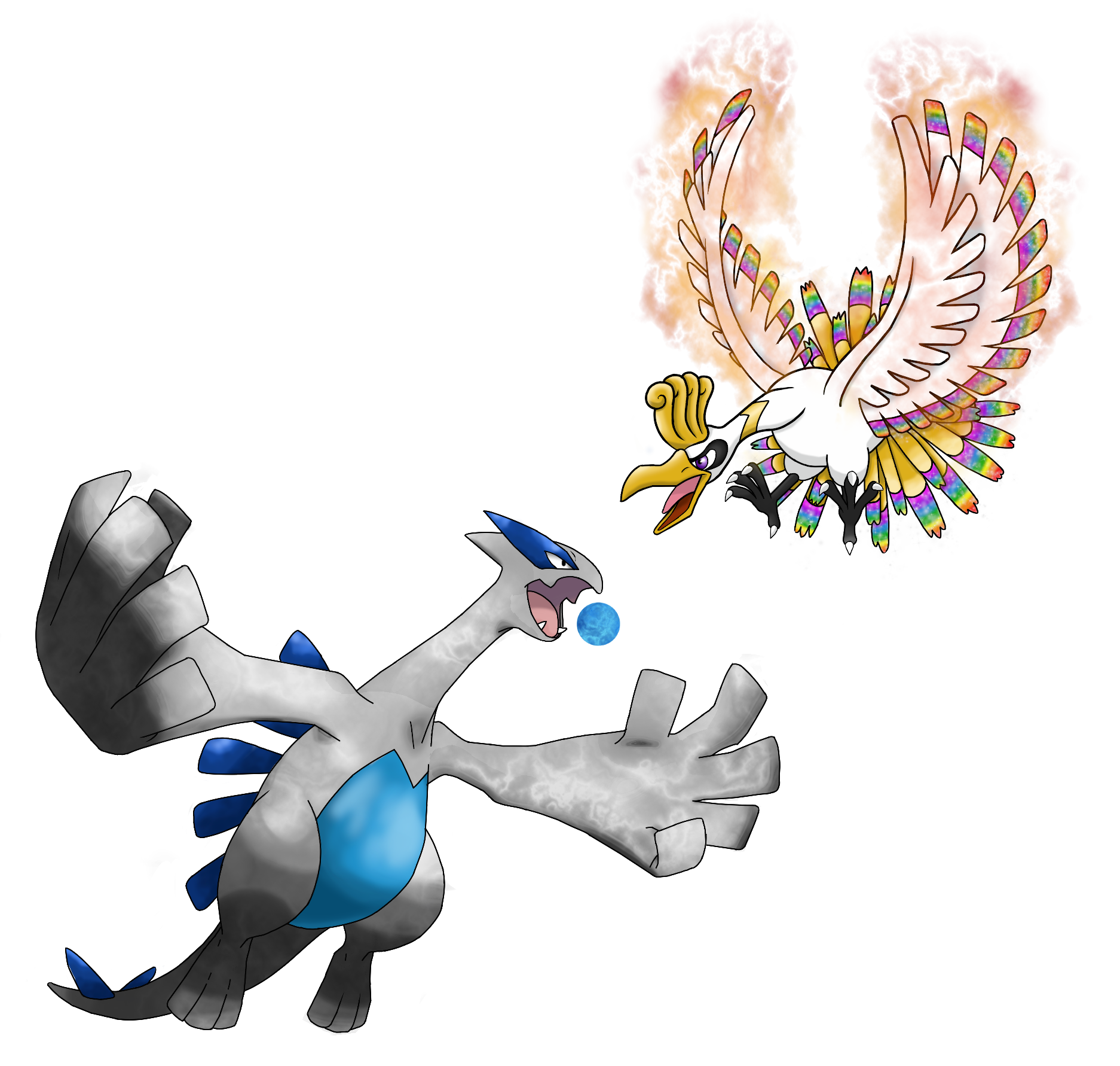 Shiny Ho-oh and Lugia Edit by hf978rh7834hru4r43 on DeviantArt