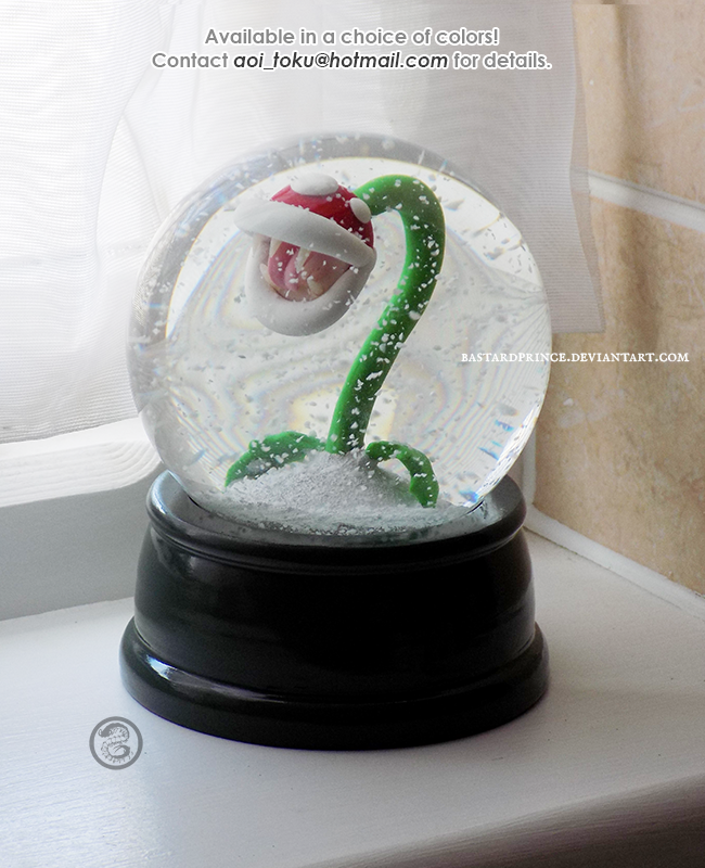 : LARGE piranha plant snowglobe B :