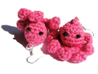 Crochet Octopus Earrings Pink