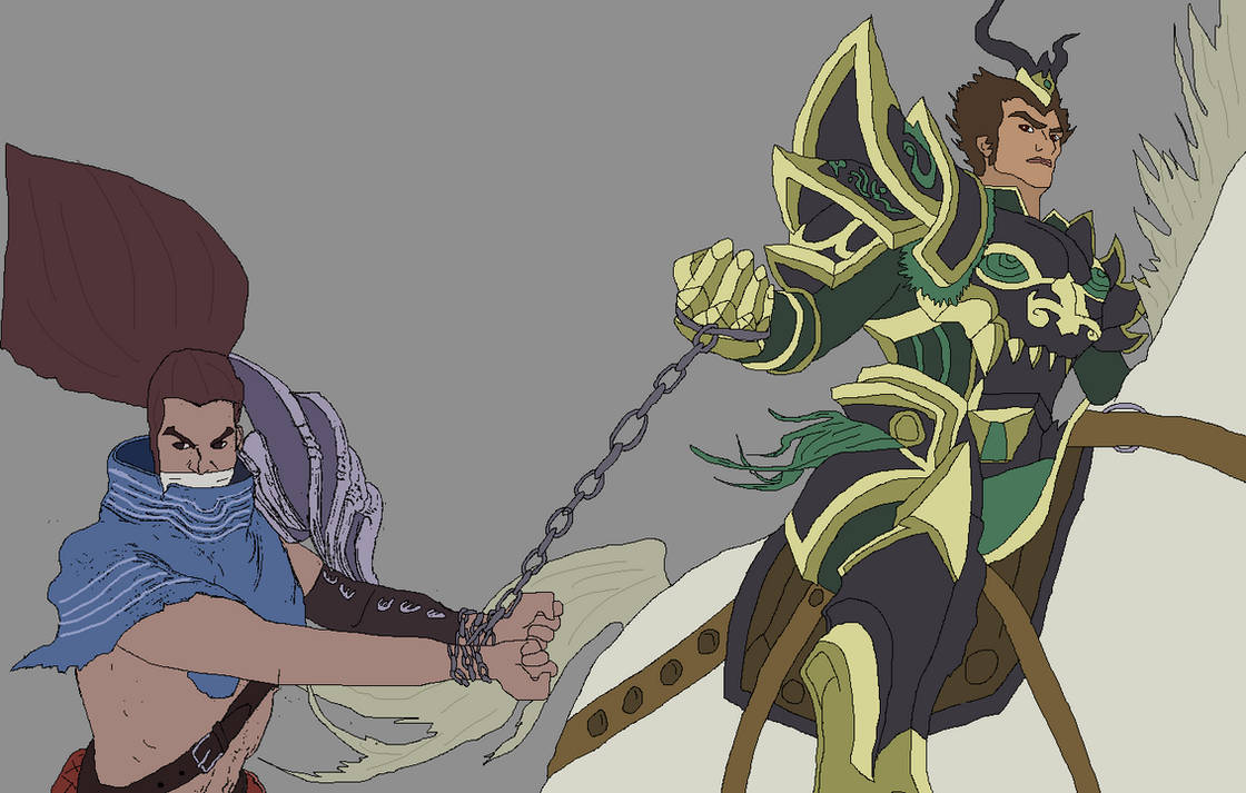 Yasuo captured by Jarvan IV by ChemiseRigolote on DeviantArt