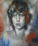 mick Jagger oli on canvas by Julia Evans