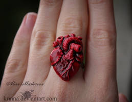 Human Heart ring from polymer clay