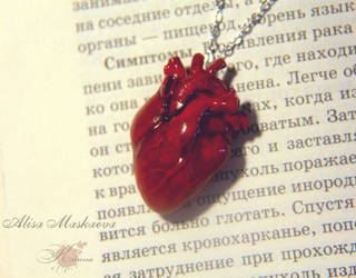 New one realistic heart from polymer clay.