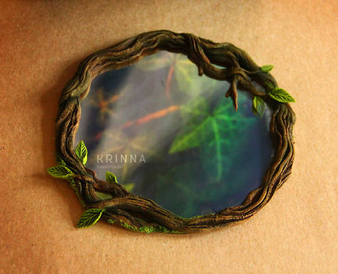 Enchanted forest mirror from polymer clay