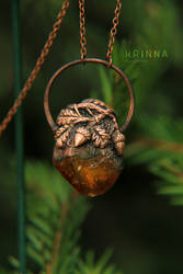 Electroformed pendant Oak Forest with citrine