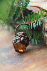 Electroformed pendant Oak Forest with citrine