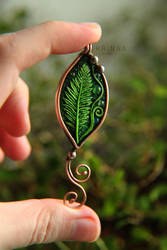 Polymer clay fern with glass bubbles