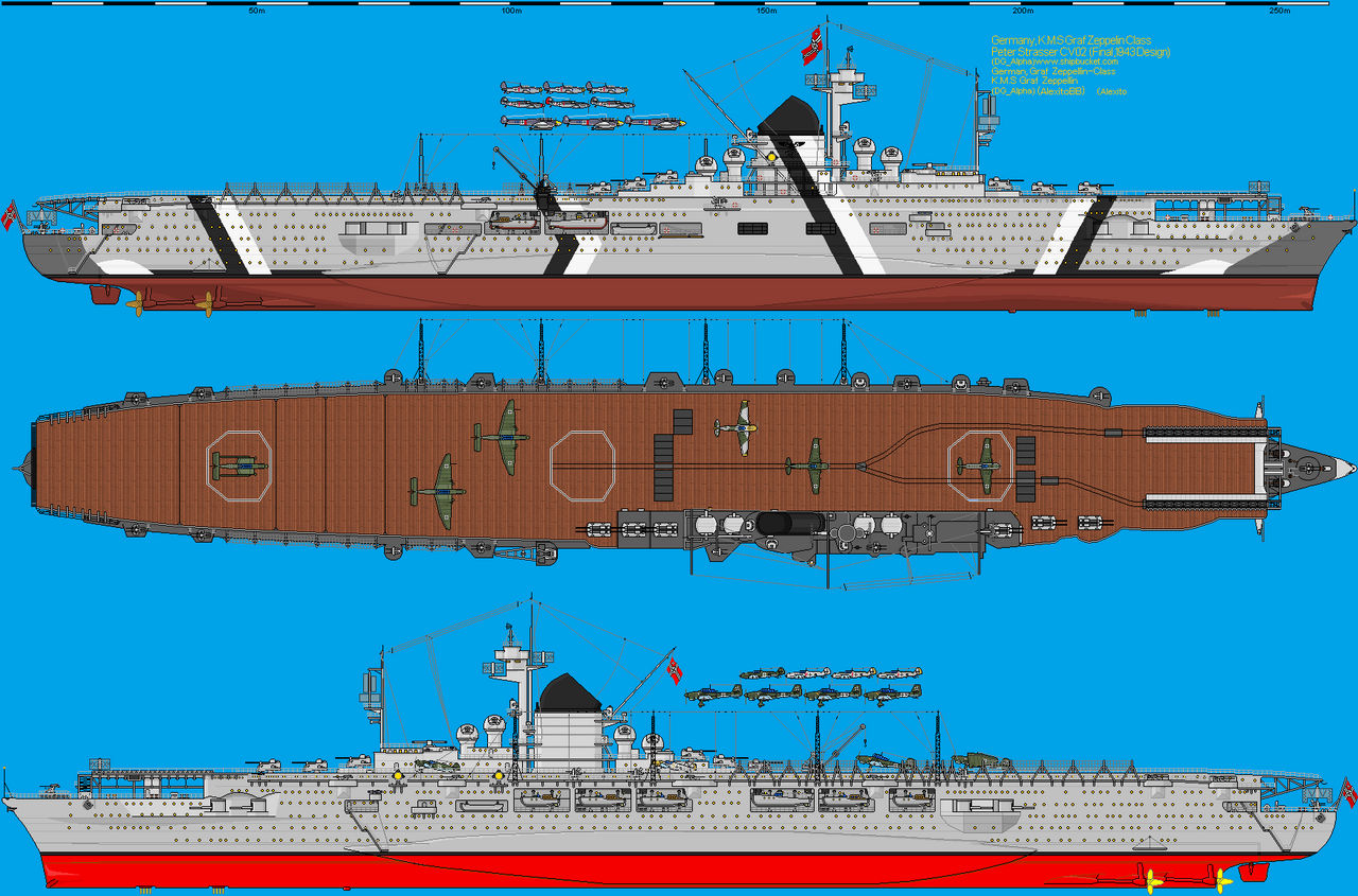 Graf Zeppelin Class K.M.S Peter Strasser CV2 (1945 by IJN-Yamato-BB17 ...