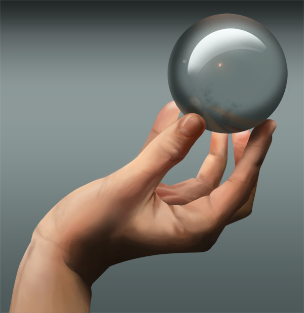 Hand and orb photo study