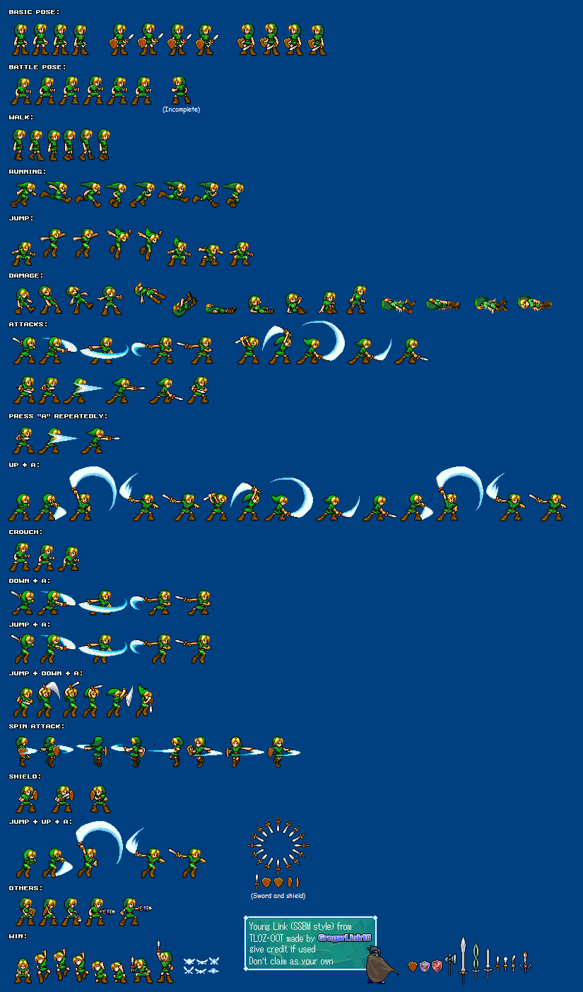 Young Link OoT/Melee Sprite sheet by Gregarlink10 on DeviantArt