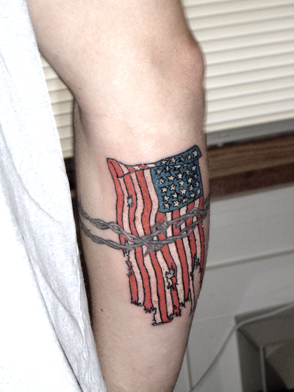 Tattered flag tattoo