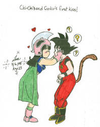 Chi-Chi and Goku's first kiss