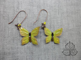 Brimstone butterflies earrings
